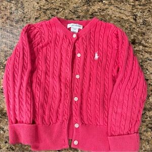 Ralph Lauren polo 24 month Cardigan cable knit sweater, bright pink